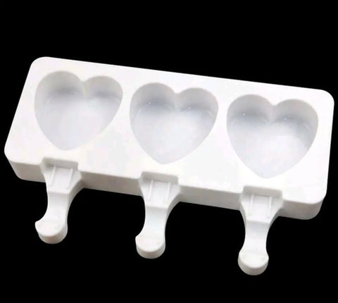 Silicone Mold 3-Cell Heart Shaped Handmade Popsicle Mold Munchies Tools