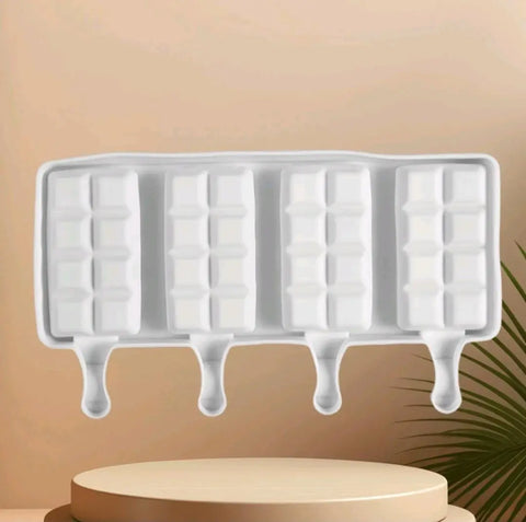 1pcs Random White 4 Rows Square Silicone Ice Cream Mold Large Size Munchies House