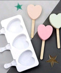 Silicone Mold 3-Cell Heart Shaped Handmade Popsicle Mold