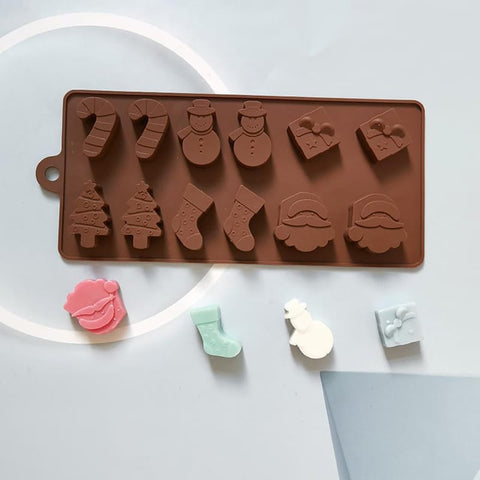 Christmas Chocolate Mold Santa Claus Tree Jingle Bell Sock Snowman Silicone Mold