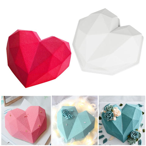 3D Diamond Heart Shape Silicone Molds