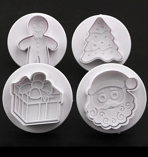 4Pcs Cookie Cutters Christmas-Baking Mould Cookie Stamp Biscuit DIY Mold Fondant Cake Decorating Tools