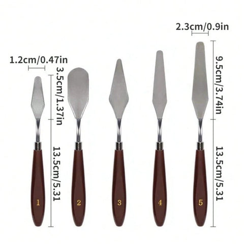 5pcs stainless steel cream spatula set with blade measurements