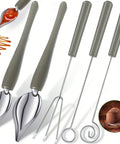 5-Piece Chocolate Dipping Tools & Decorating Spoon Set stainless steel grey