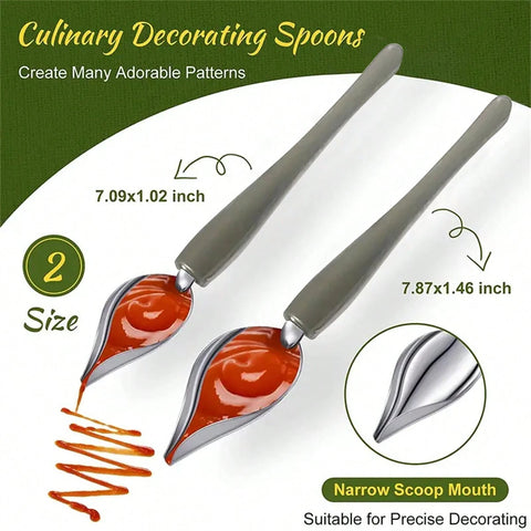 Culinary decorating spoons in 2 sizes for plating sauces Munchies Tools
