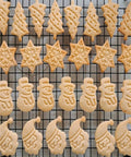Baked Christmas cookies on a rack