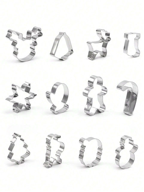 Christmas cookie cutter shapes laid out