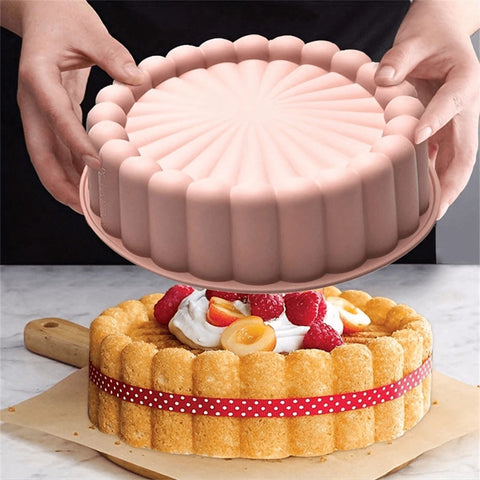 Deluxe Fluted Round Silicone Cake Mold charlotte cake Munchies Tools