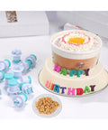 Fondant letters on birthday cake