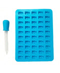 50-cavity gummy bear mold blue with dropper