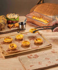 Greaseproof paper lining a burger basket