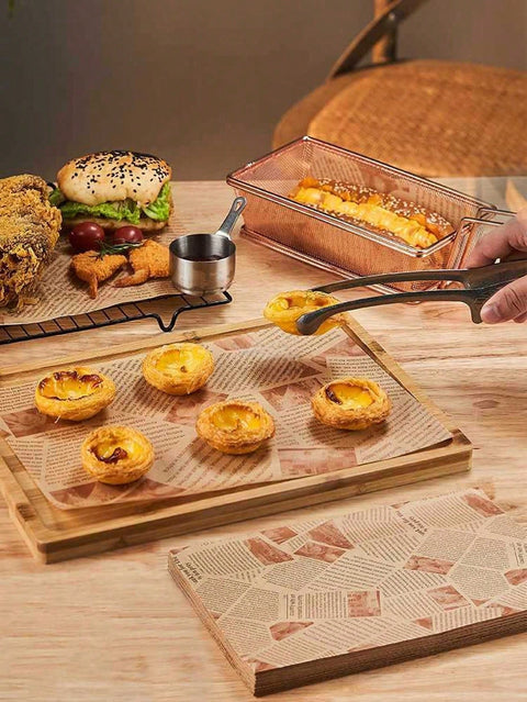 Greaseproof paper lining a burger basket