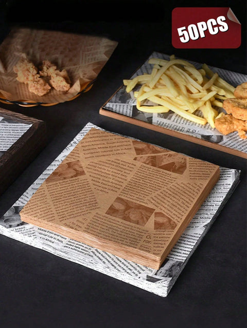 50pcs vintage newspaper print food wrapping paper