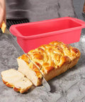Silicone Rectangular Loaf Baking Tray with baked bread Munchies Tools
