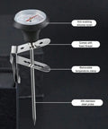 Coffee thermometer features clip silicone cover stainless probe