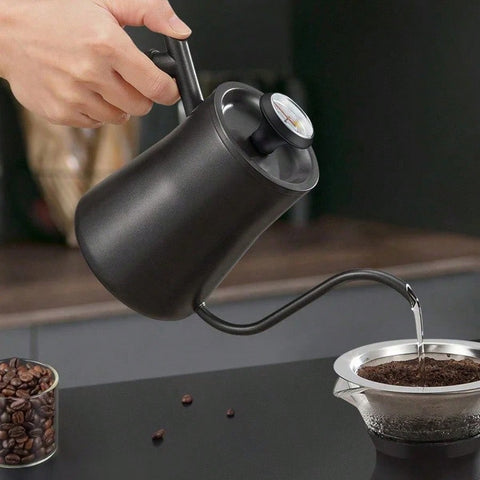 Pour-over coffee with thermometer