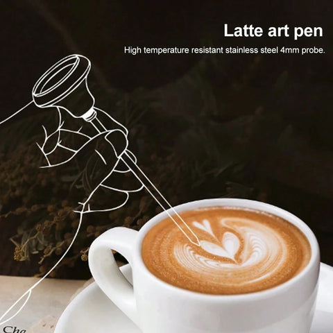 Thermometer probe as latte art pen