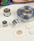 Round cutters with dough