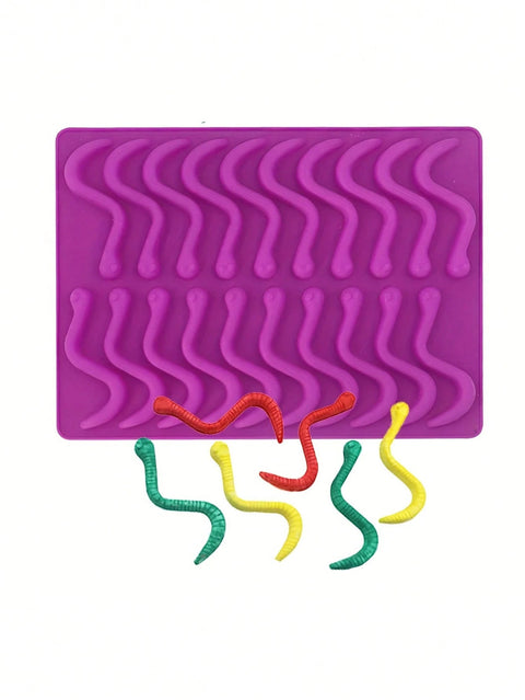 Gummy worm silicone mold with candies