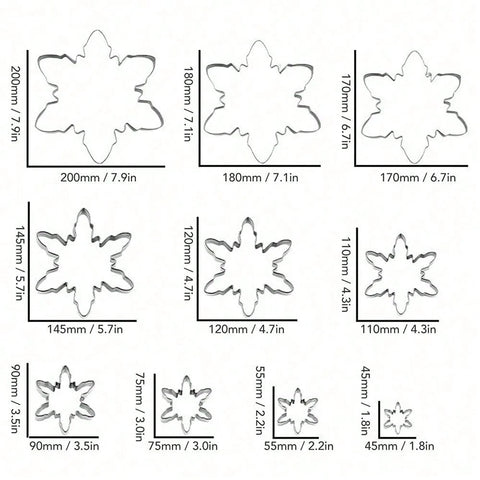 Snowflake cutter sizes 4.5 to 20 cm