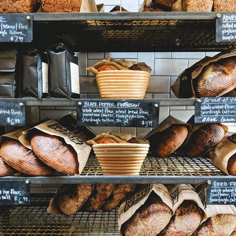 Proofing baskets in bakery