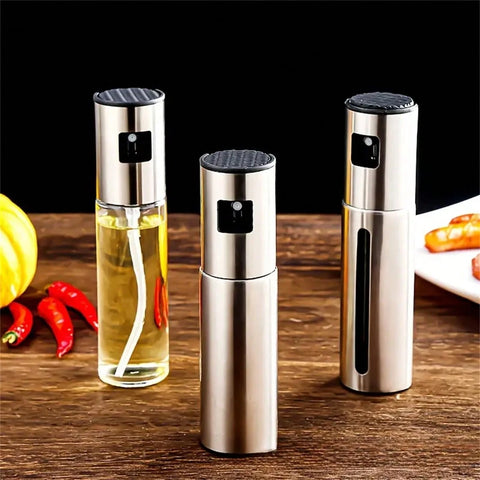 Stainless steel oil sprayers on kitchen counter