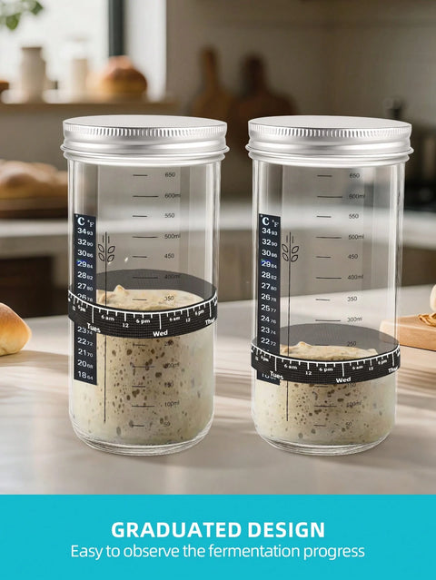 Sourdough starter jar kit in use