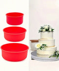 3-Piece Foldable Silicone Round Cake Mold Set with tiered cake Munchies Tools