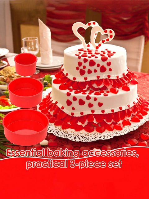 3-Piece Foldable Silicone Round Cake Mold Set essential 3-piece baking set Munchies Tools
