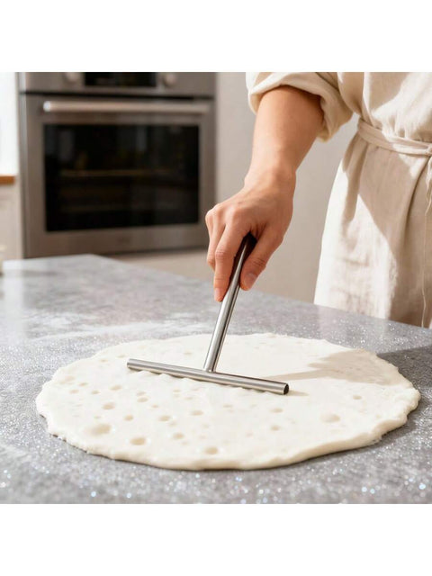 Spreading dough with T spreader