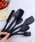 Black 6-piece silicone utensil set