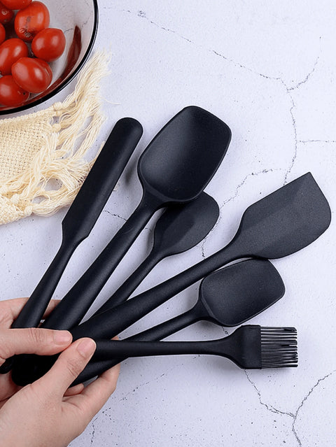 Black 6-piece silicone utensil set