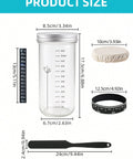 24oz Glass Fermentation Jar Kit size chart – 8.5cm x 17.5cm jar, 24cm spatula Munchies Tools