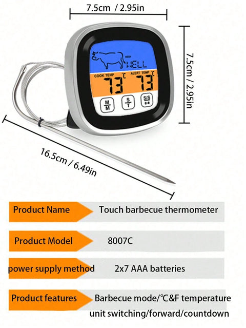 Touchscreen thermometer size 7.5 cm, probe 16.5 cm