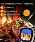 Instant read meat thermometer on grill