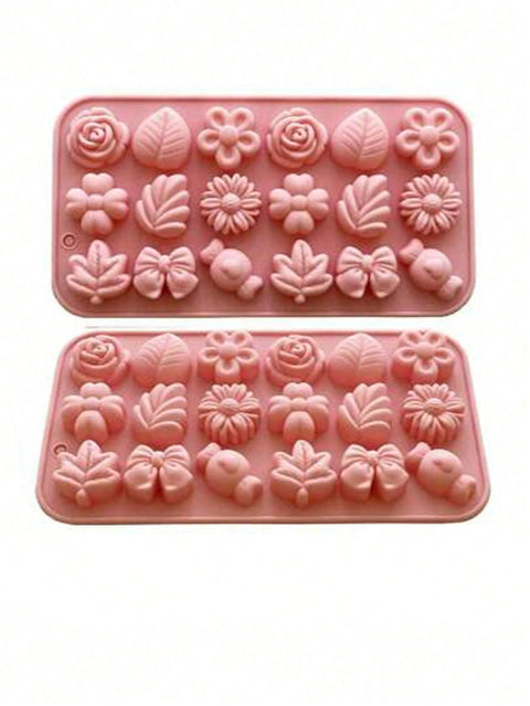 18-cavity flower silicone mold pink
