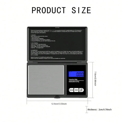 Pocket scale size 12.8 x 7.6 cm