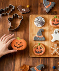 Halloween cookie cutters with cookies