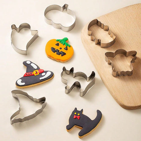 Halloween cutters and decorated cookies
