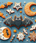 Bat and moon Halloween cookies