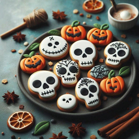 Skull and pumpkin cookies
