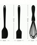 Black 3-piece silicone baking set spatula brush whisk 21cm
