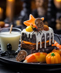 Halloween cake with chocolate skulls