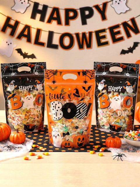Halloween party table with treat bags