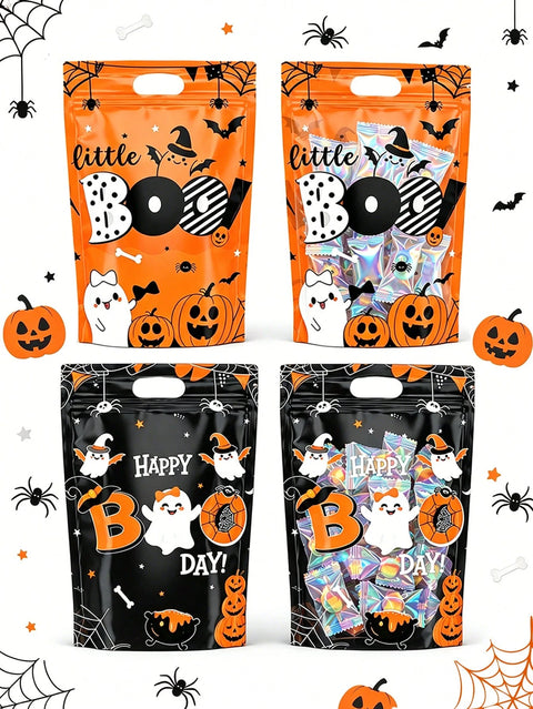 Halloween stand-up treat bags, orange and black
