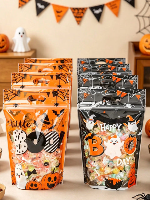 Rows of Halloween treat bags