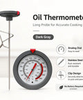 Stainless steel deep fry thermometer with dual scale dial and pot clip