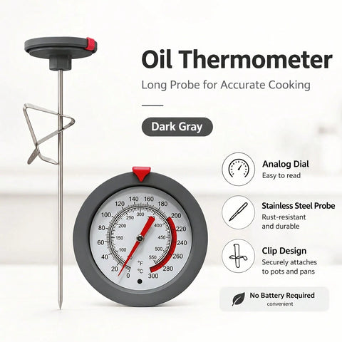 Oil thermometer dark grey dial