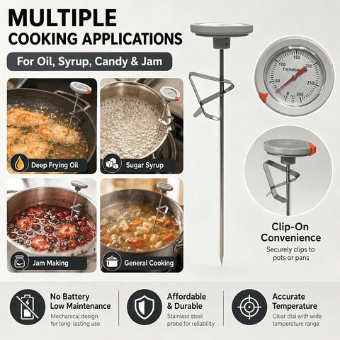 Thermometer for oil, syrup, candy and jam
