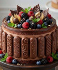 Cake wrapped with textured chocolate bars
